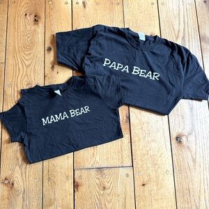 Mama/Papa Bear matching tee shirt set size Women’s Med & Men’s LG